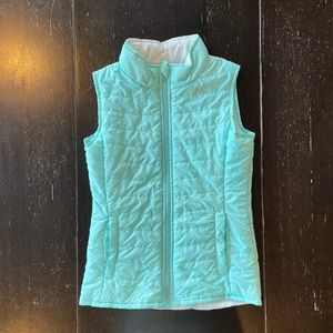 Layer 8 Girls Aqua and White Puffer Vest Size L. #5129